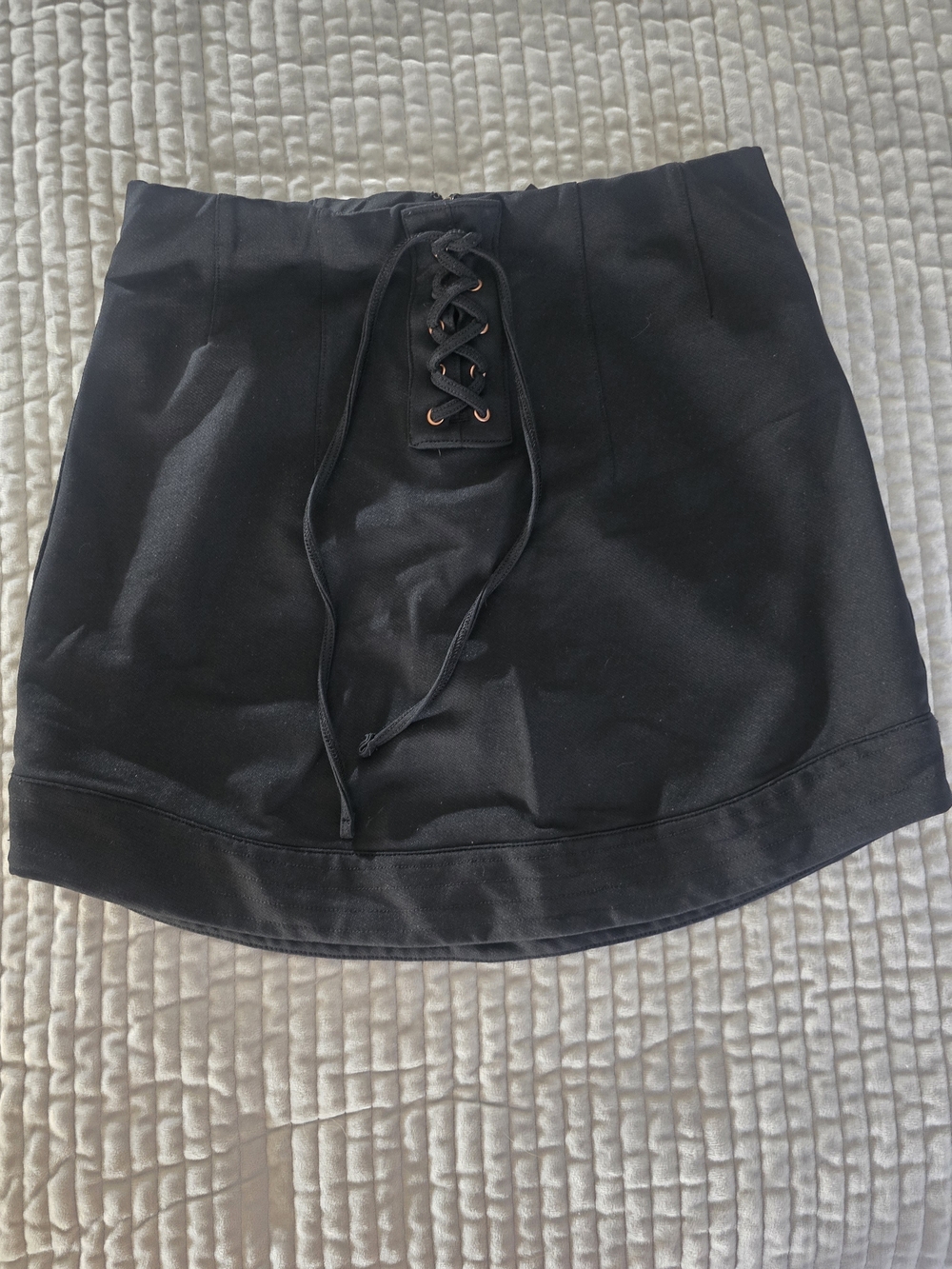 Express Black Lace-Up Mini Skirt with Eyelet Detail